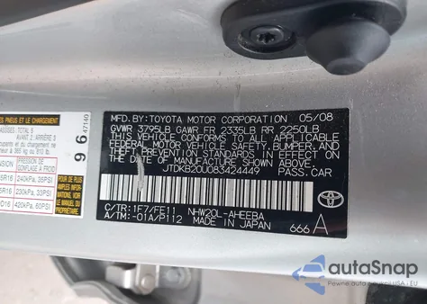 2008 Toyota Prius Touring from USA, damaged, VIN JTDKB20U083424449